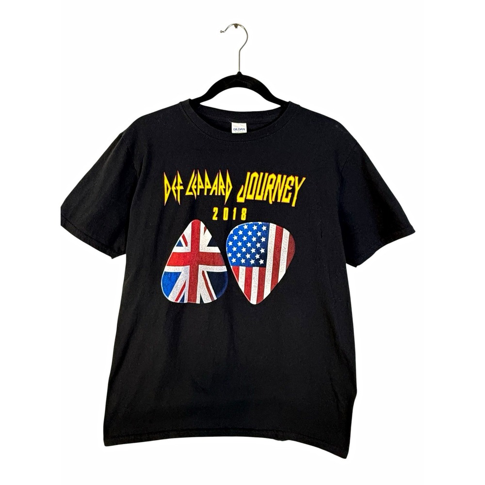 Def Leppard Journey Tour 2018 T Shirt Black Size L Graphic Band Concert Rock